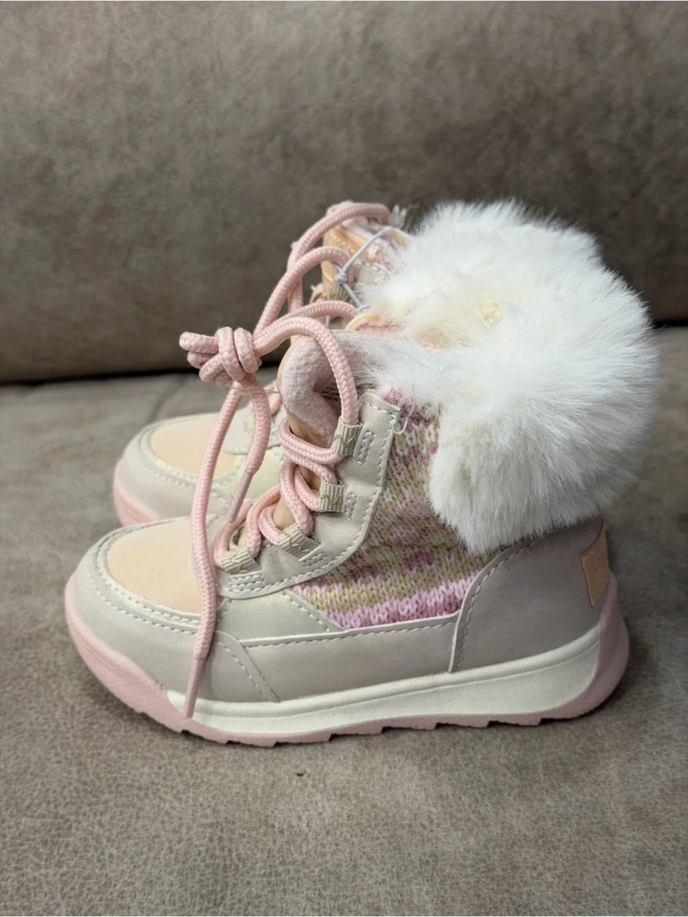 London Fog Talia R Girls Pink Faux Fur Winter Boots Toddler 8M New